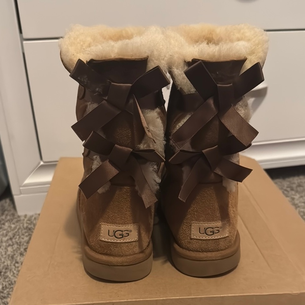 UGG Tan Winter Rain Boots with Sheepskin Lining